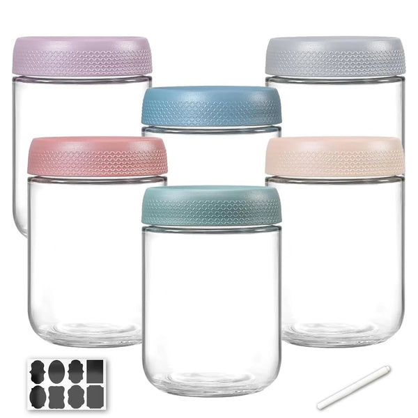 stusgo 6 Pack 16 Oz Glass Overnight Oats Containers with Lids, Glass Overnight Oats Jars