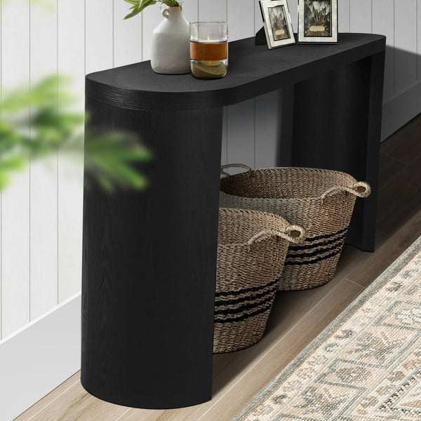 60 Thick Top Entryway Table, Curved Legs, Support The Installation of Inward Facing or Outward Facing for Sofas, Entryway