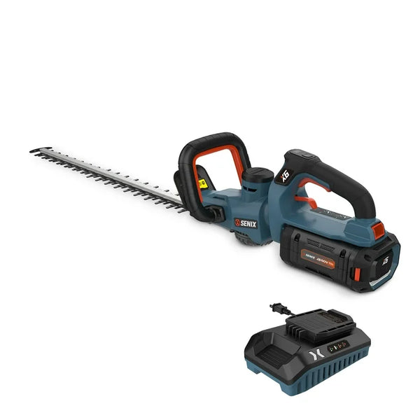SENIX X6 60 Volt Max 26 Inch Cordless Brushless Hedge Trimmer w/ Rotating Head, 3Ah Battery and Charger Included