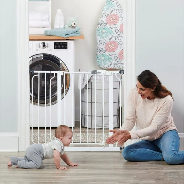 Baby Gate, 38.5-Inch Wide Walk Thru Baby Gate, Includes 6-Inch Extension Kit, Pressure Mount Kit, Wall Cups