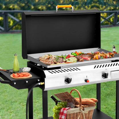 Zintown 2 Burner 150000-BTU Outdoor Stove Propane Gas Griddle with Portable Pan,Lid