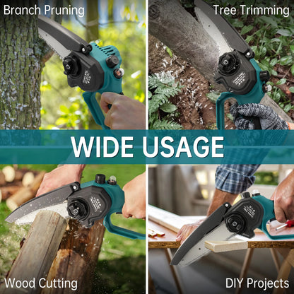 Tidymend Mini Chainsaw 6 inch Electric Chainsaw with Automatic Oiler, Cordless Chain Saw with 2 Chains, 2 Batteries  Charger for Tree Trimming, Branches Cutting