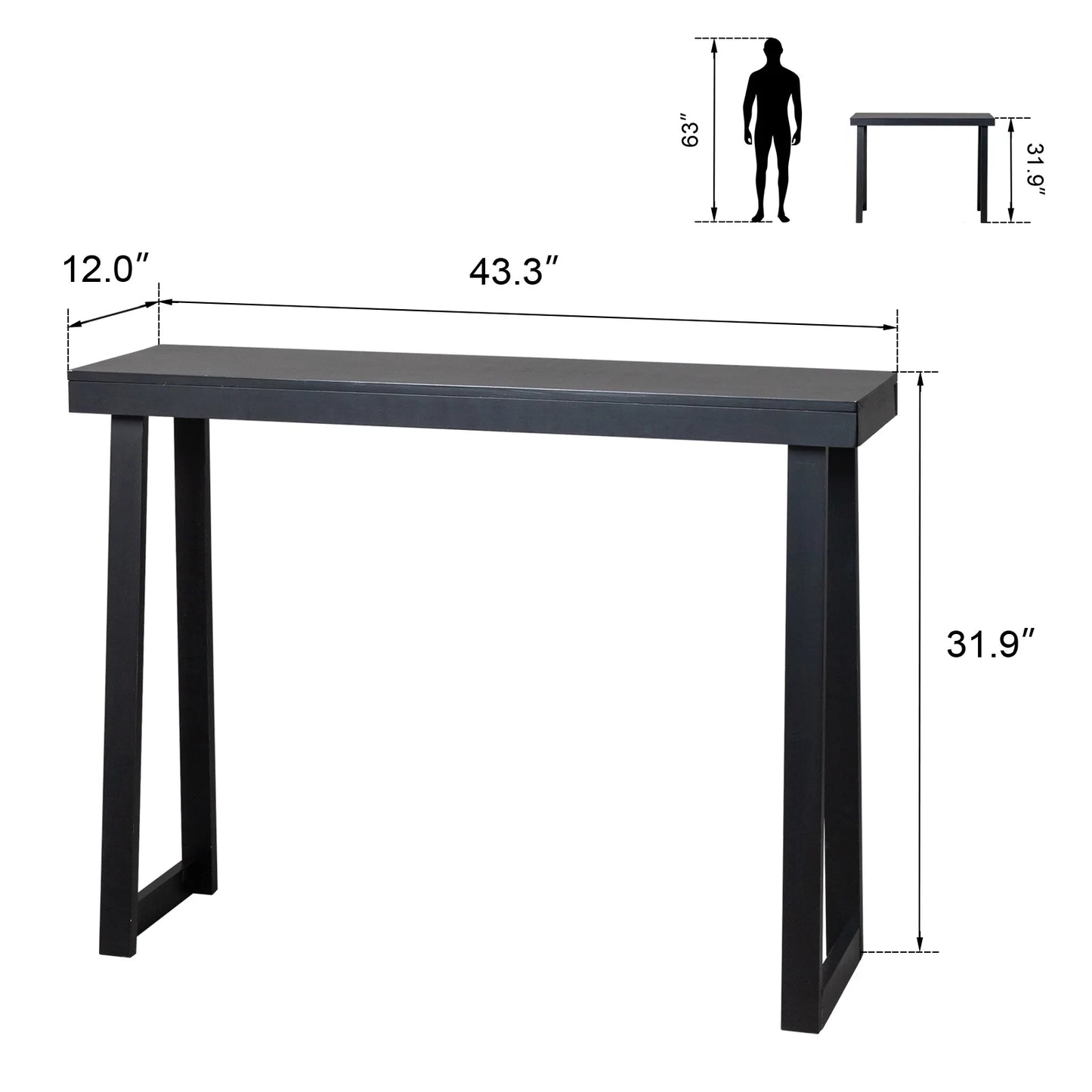Zimtown Black Console Table, 43" Wood Sofa Table Entryway TV Table, Multifunctional Use for Living Room, Hallway, Bedroom, Home, Office