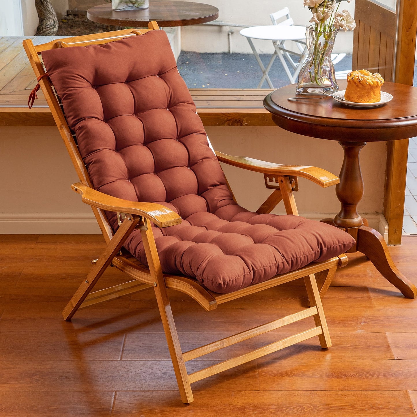 YEERSWAG 47X19x3.1 inch Non Slip Rocking Chair Cushion Lounge Chaise Chair Cushion,Thickened Double-Sided Recliner Cushion Nap Folding Chair Padded with Ties