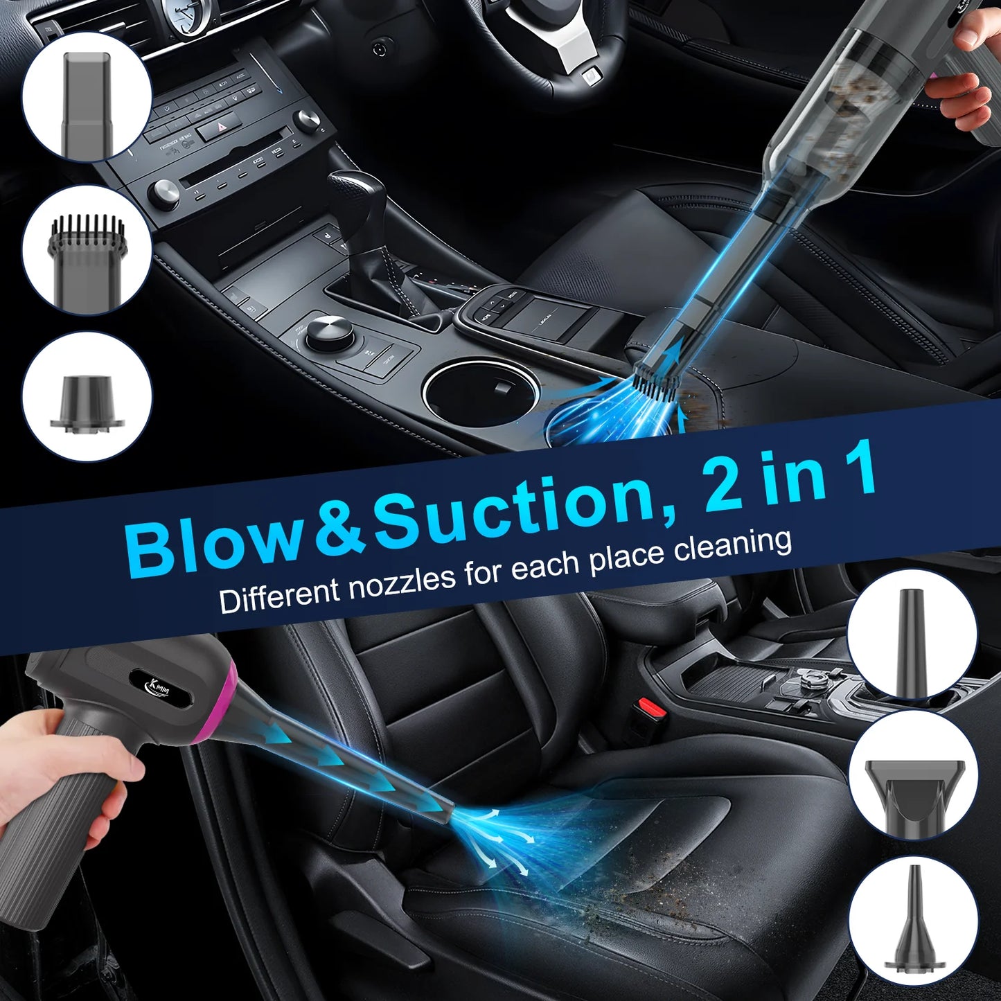 Handheld Cordless Vacuum Cleaner, 15000PA High Power Vacuum,Dust Collector,Digital Display,Rechargeable Car Vacuum,Suitable for Car,Home,Pet Hair