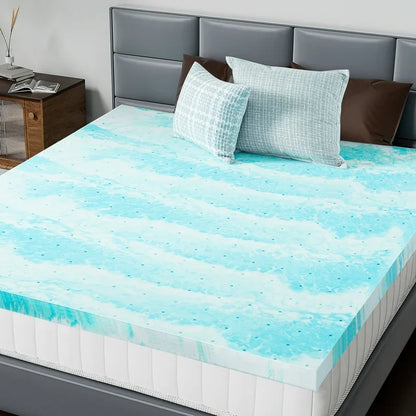 EverPick Memory Foam Mattress Topper - 3 Inch Gel Infused Memory Foam - Plush Feel - Cooling and Pressure Relieving for Back Pain - Queen Size