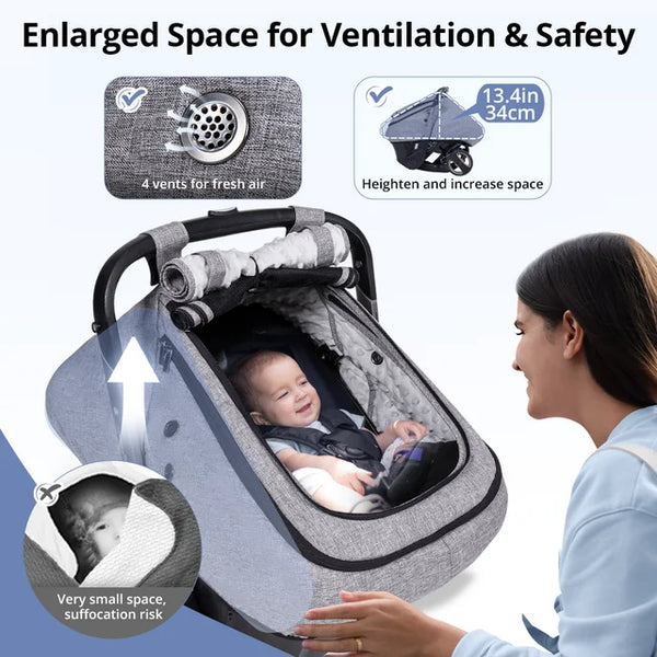 Baby Car Seat Cover, Novashion Infant Carseat Canopy, Warm Plush Minky Dots Shield Covers, with Breathable Mesh Window, Enlarge Space, Grey