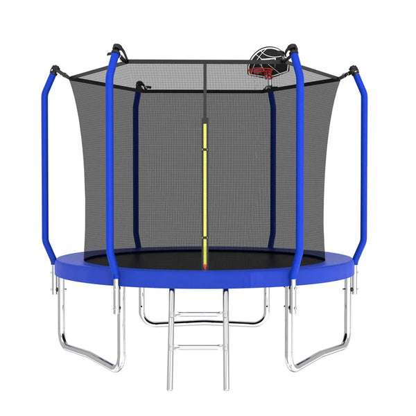 SHINPT 8FT Outdoor Trampoline with Safety Enclosure Net, Recreational Trampoline with Basketball Hoop, Ideal for Children, Park, Kindergarten, Backyard, ASTM Approval