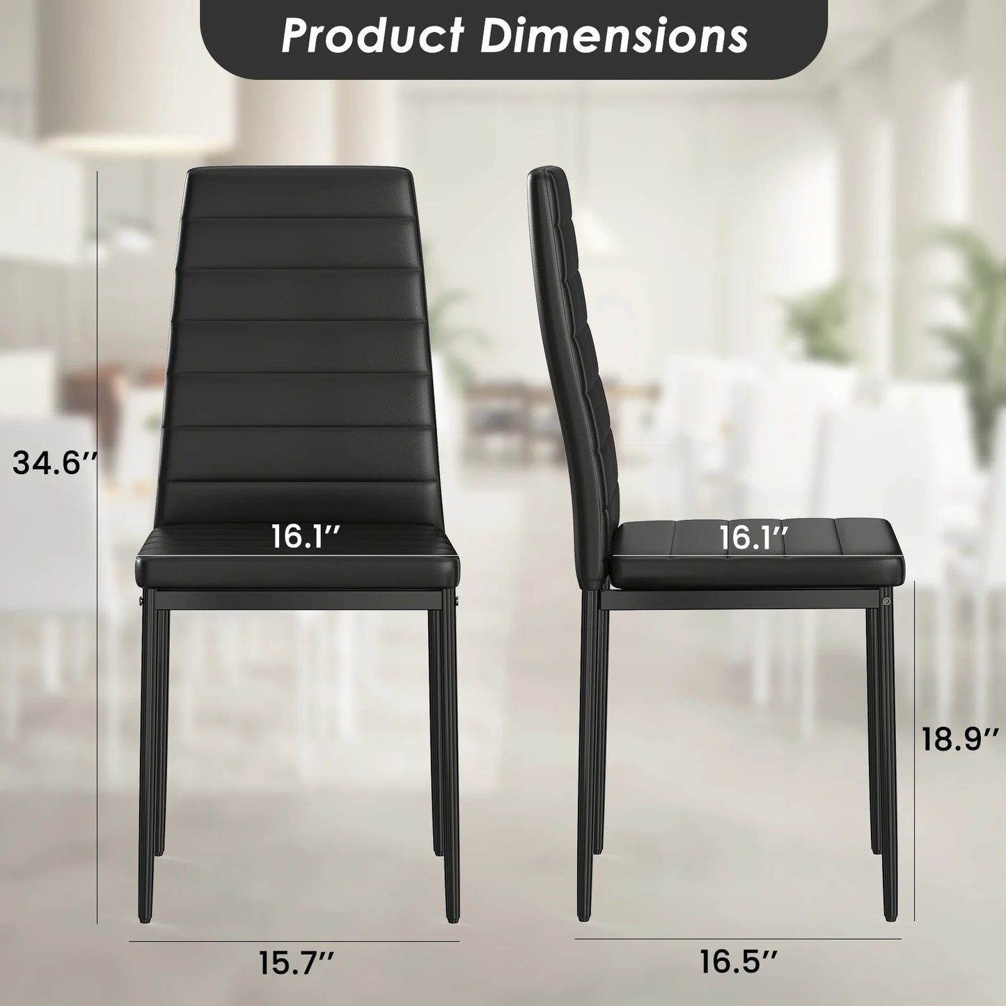 Farini 5-Piece Dining Table Set for Dining Room,4 Upholstered PU Chairs and 1 Table,Black