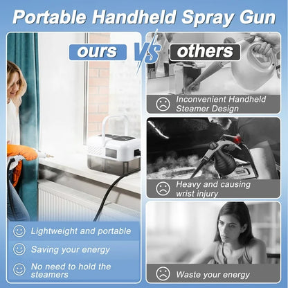 ALILYY Steam Cleaner 2500W Handheld Steam Cleaner for Home,Steamer for Cleaning with 42oz Water Tank,6 Cleaning Attachments for Cleaning Stubborn Stains,Grease,Floors,Couches & Cars，Black