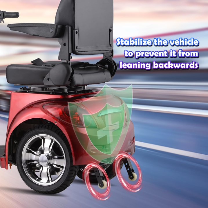 Super Large Electric 3 Wheel Mobility Scooters, Heavy Duty 800W Wheelchair Device, 500 LBS Capacity for Seniors  Adults, Speed Adjust, Remote Key, Receive Ready to Ride.（Red）