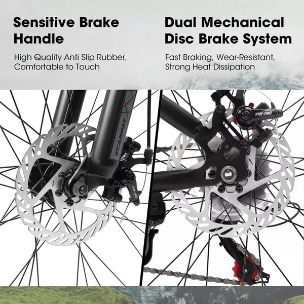 BestParts Mountain Bike 27.5 Inch, Adult Trail MTB Bicycle with Disc Brakes, Brown Edge Tires, for Commuting & Outdoor Riding, Black+Red