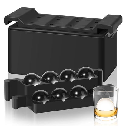 ACMETOP Clear Ice Cube Maker, 8 Large Ball Ice Cube Molds for Whiskey Cocktails Bourbon, 2 Inch Crystal Round Silicone Ice Cube Tray, Idea Gift for Men Father Boyfriend