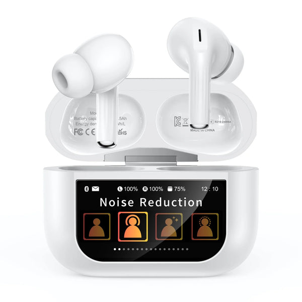 AHANSI Wireless Earbuds with Multifunctional Touch Screen 35H Playtime Bass Stereo Headphones