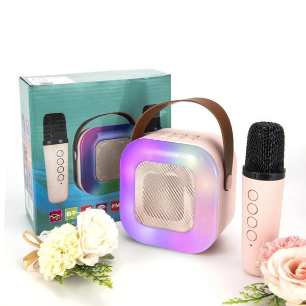 AHANSI Wireless Karaoke Speaker for Kids Portable System with Dual Microphones Dynamic Lights for Parties
