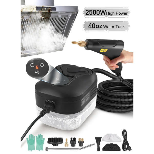 ALILYY Steam Cleaner 2500W Handheld Steam Cleaner for Home,Steamer for Cleaning with 42oz Water Tank,6 Cleaning Attachments for Cleaning Stubborn Stains,Grease,Floors,Couches & Cars