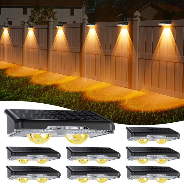 ASHIP Solar Fence Lights 8 Pack, 50 Lumens Outdoor Deck Solar Lights with 12 Modes RGB Color Glow LED Solar Fence Lights Outdoor Waterproof for Patio, Backyard, Deck, Fence, Railing