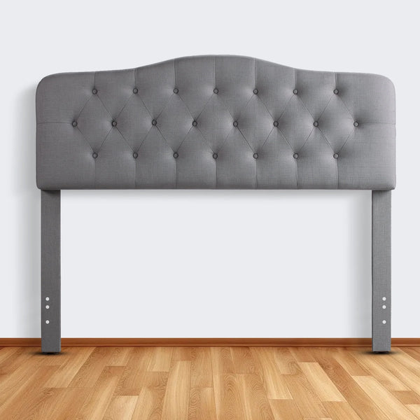 Adjustable Heigh Headboard with Linen Upholstery and Button Tufting for Bedroom,King,Dove Gray