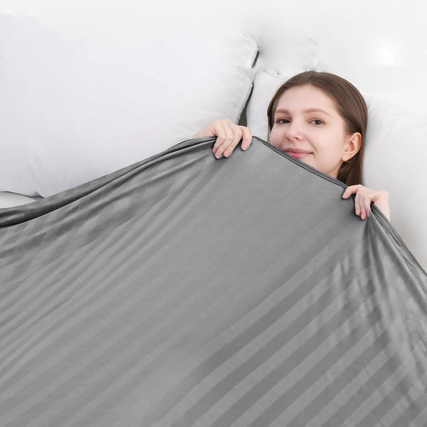 Aship Cooling Blanket King Size - Classic Stripe Cold Blanket for Hot Sleepers, Arc-Chill Thin Ice Cooling Summer Blanket to Relieve Night Sweats and Hot Flashes, Gray, 108x90