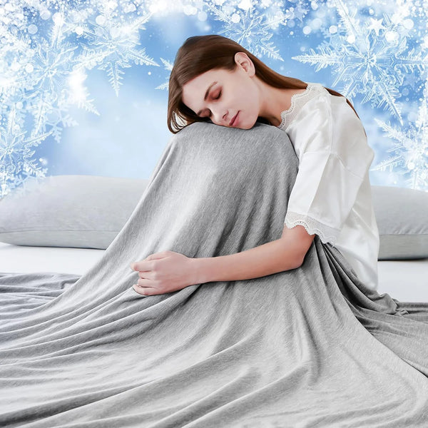 Aship Cooling Blanket Queen, QMAX 0.5 Arc Chill Cooling Technology Soft Breathable Double-Sided Summer Blankets for Beds - Gray 79x86
