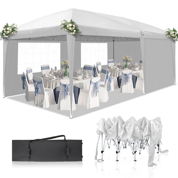 BTMWAY 10  20ft Pop up Canopy Tent Outdoor, Event Canopy Tent with 6 Removable Sidewalls and 4 Windows, Outdoor Tent for Backyard Party, Wedding Gazebo Tent with Upgrade Raised Roof and Carry Bag