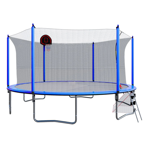 BTMWAY 16ft Trampoline with Basketball Hoop, Kids Trampoline Outdoor with Soccer Goal, Heavy Duty Trampoline with Net, Big Trampoline for Backyard, Recreational Trampolines with 6 W Shape legs