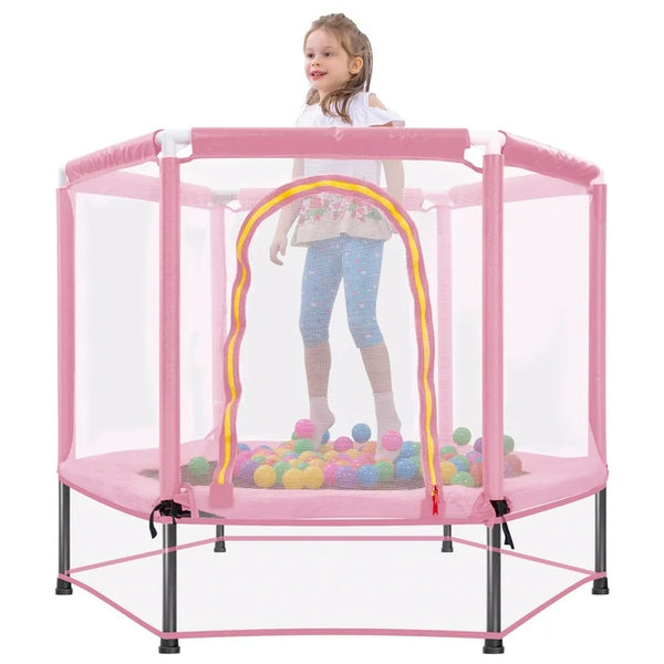BTMWAY Kids Trampoline Indoor  Outdoor, Mini Trampoline for Kids, Small Trampoline with Ocean Balls, Toddler Trampoline with 30 Heavy Duty Springs, Baby Trampoline with U Typed and 2 Way Zipper
