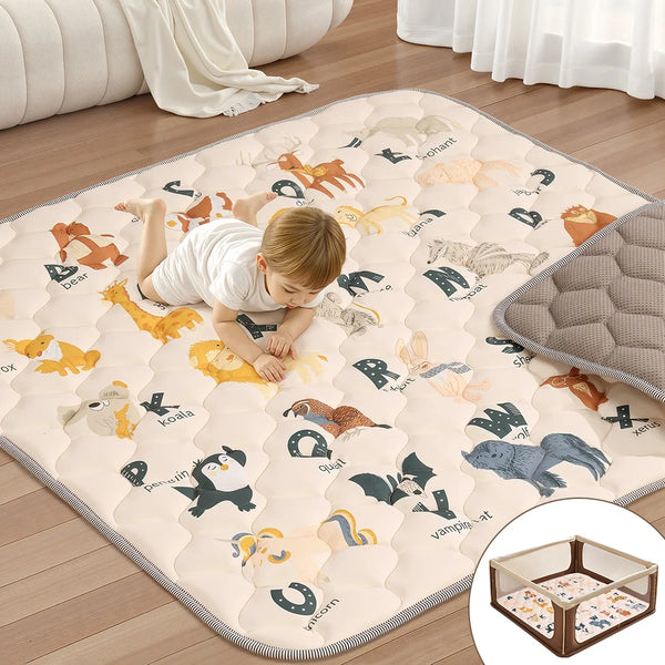 Baby Play Mat, Novashion Thicken Soft Cotton Baby Playmats, Foldable Anti-Slip Floor Crawling Playmat Playpen Mat for Infants and Toddlers, 50x50, Beige