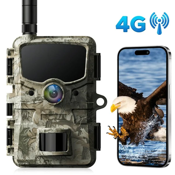 CAMPARK 4G Cellular Trail Camera, 1080P 24MP Hunting Game Camera with Live View and Motion Alerts, Low Glow Night Vision and IP66 Waterproof for Wildlife Monitoring