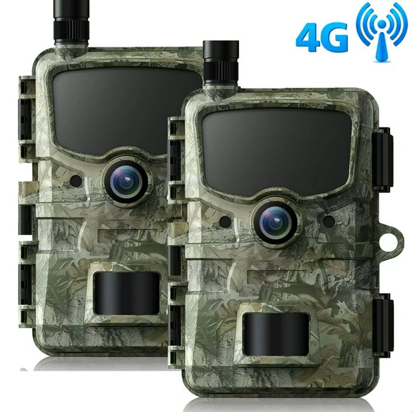 CAMPARK 2 Pack TC20 4G Cellular Trail Camera, 1080P 24MP Hunting Game Camera with Live View and Motion Alerts, Low Glow Night Vision and IP66 Waterproof for Wildlife Monitoring