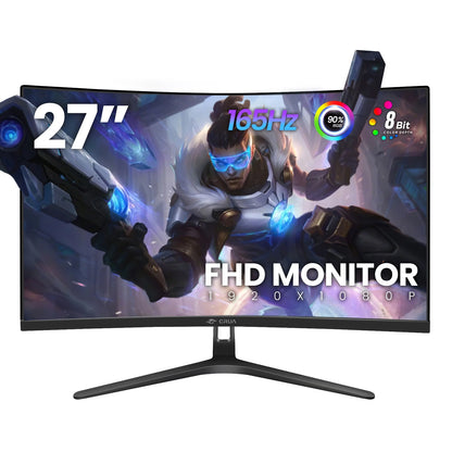 CRUA 27 inch 4K/60Hz Curved Gaming Monitor, FHD 1080P Computer Monitor 1800R, 1ms(GTG) ，100% SRGB，AMD FreeSync, DP & HDMI Port, Black