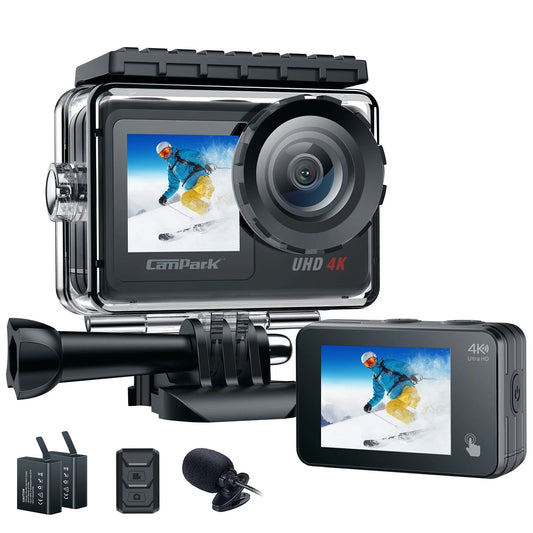 Campark 4K 30FPS Action Camera 20MP Touch Screen Sports Camera Waterproof Underwater Camera WiFi Vlog Camera
