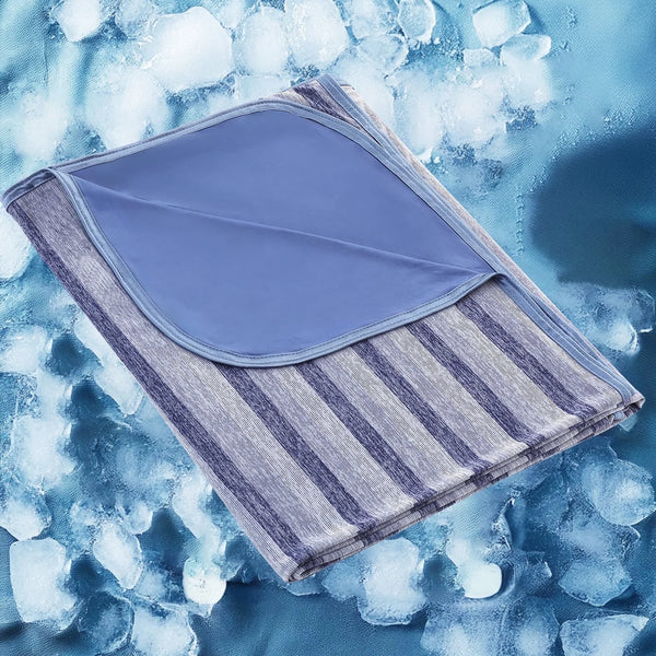 Aship Cooling Blanket Queen, Japanese Arc-Chill Cool Fiber Q Max 0.5 Lightweight Skin-Friendly Double-Sided Summer Blankets for Beds - Blue 79 x 86