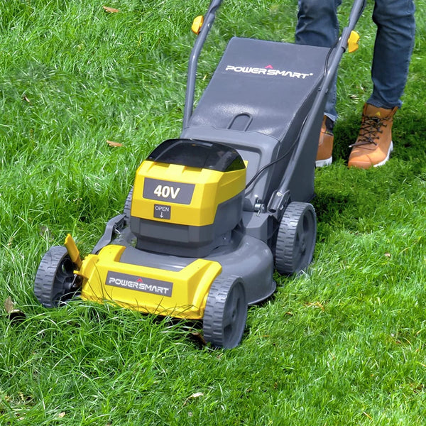 Cordless Electric 17 Lawn Mower, Segmart Battery Lawn Mower for 0.35 Acre lawns, 17Inch Cutting Deck, 5 Mowing Heights, Yellow