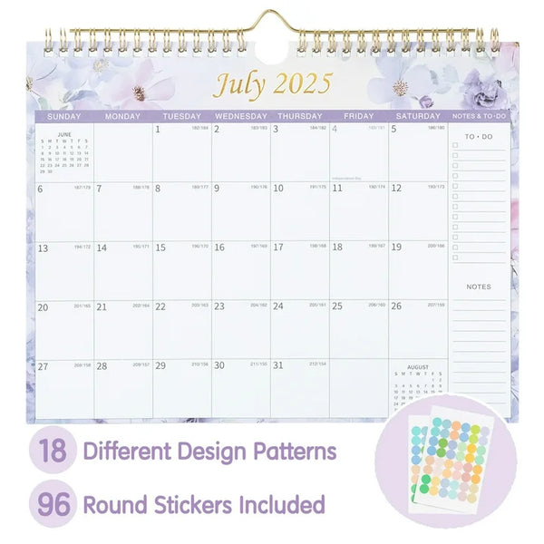 Deli 2025-2026 Wall Calendar, 11" x 8.5", Thick Paper with Julian Dates and Block for New Year and Christmas Presents, Monthly planner for Office Home Planning & Organizing,Color Design
