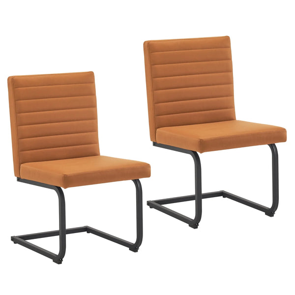 Dining Chairs Set of 2, Upholstered Kitchen Dining Room Chair, Armless Dining Chair, Cantilevered Design Chair for Dining Room Kitchen Living Room, Beige