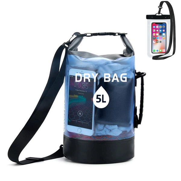 Dry Bag Waterproof for Women Men, 5L Roll Top Lightweight Dry Storage Bag Backpack with Phone Case for Travel Swimming Boating Kayaking Camping & Beach