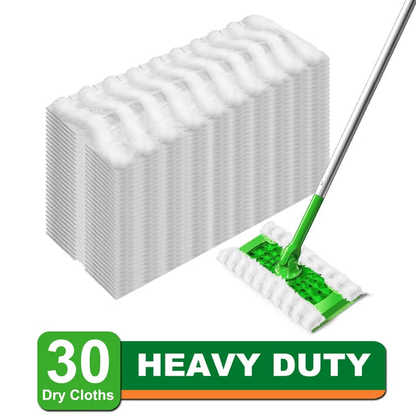 Dry Mop Pads for Swiffer Sweeper Heavy Duty Pet Sweeping Refills Cloths Cleaning Hardwood Floor Dust and Hair, Disposable, Unscented, 30 Count