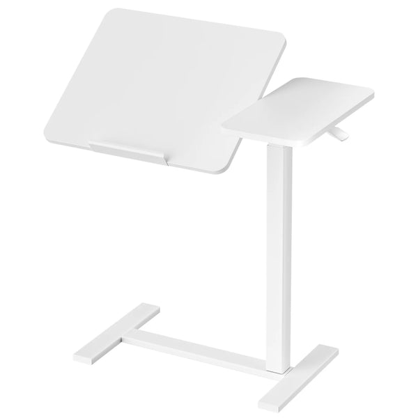 EDX Overbed Bedside Desk, Rolling Laptop Stand Tray Overbed Table with Wheels and Height Adjustable for Laptop Bed Sofa,White