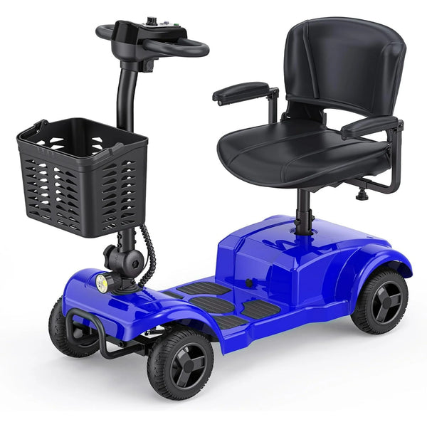 ENGWE Upgrade 4 Wheel Mobility Scooter for Seniors,Foldable Powered Mobile Wheelchair with Basket,Electirc Wheelchair for 264lbs,Blue