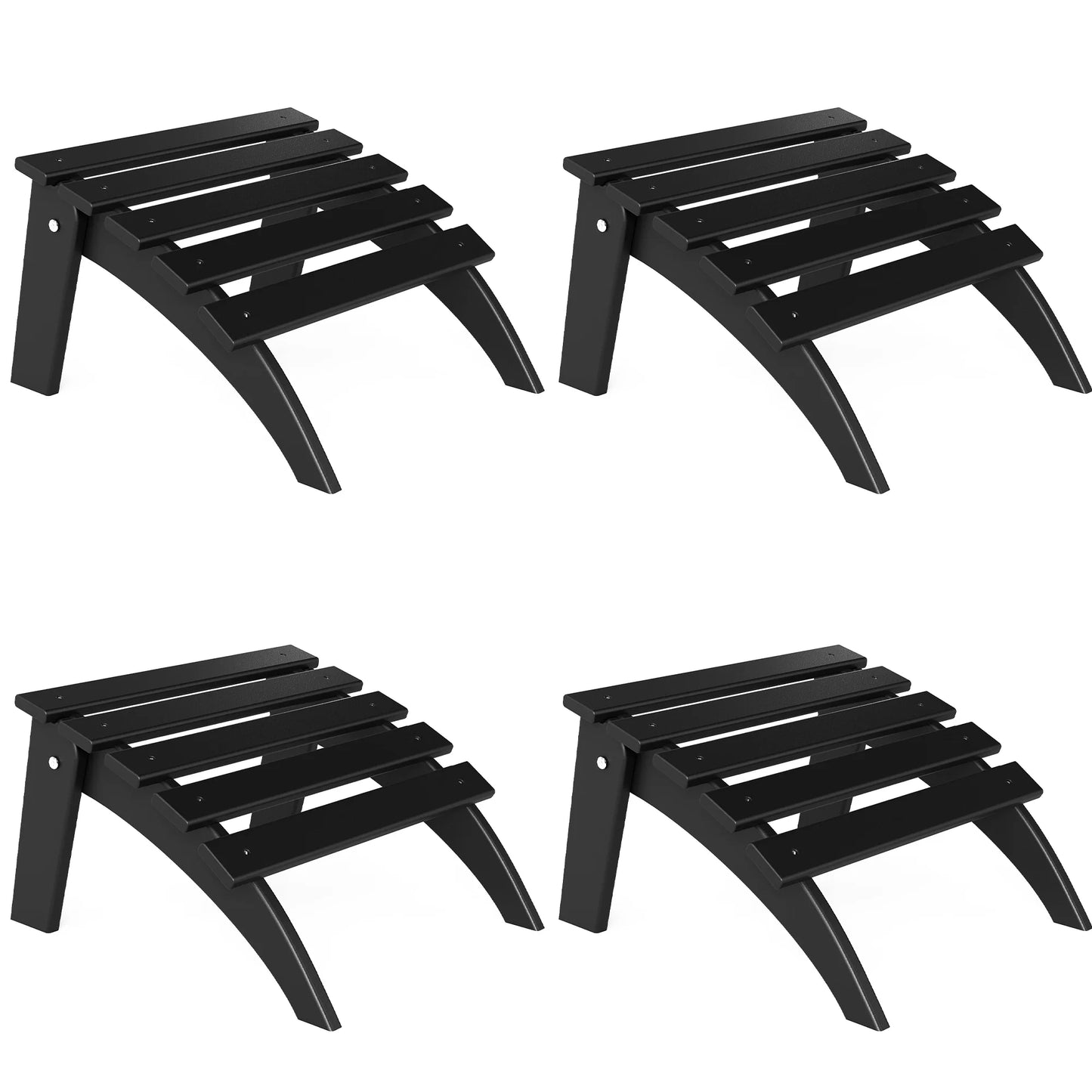 FOOWIN Folding Adirondack Ottomans Set of 4 for Adirondack Chair, Black
