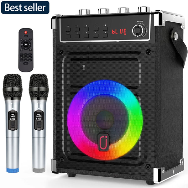 FanFun Portable Speaker, 15W Portable Bass/Treble Bluetooth Speaker with LED Light, Party Speaker for Adult/Kid