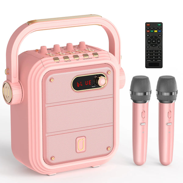 FanFun Portable Speaker, Loud Stereo Sound Pink Bluetooth Speaker with Treble/Bass Adjustment, 8 Sound Effects Party Speaker with PA System for Party/Livestream