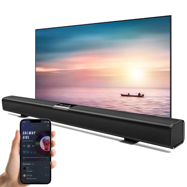 FanFun Soundbar for TV, 35.24" Wireless 3D Surround Speakers, 50W Soundbar with Subwoofer, Bluetooth USB/TF Card/AUX/Coaxial Connection, Wall Mountable, FF-H8