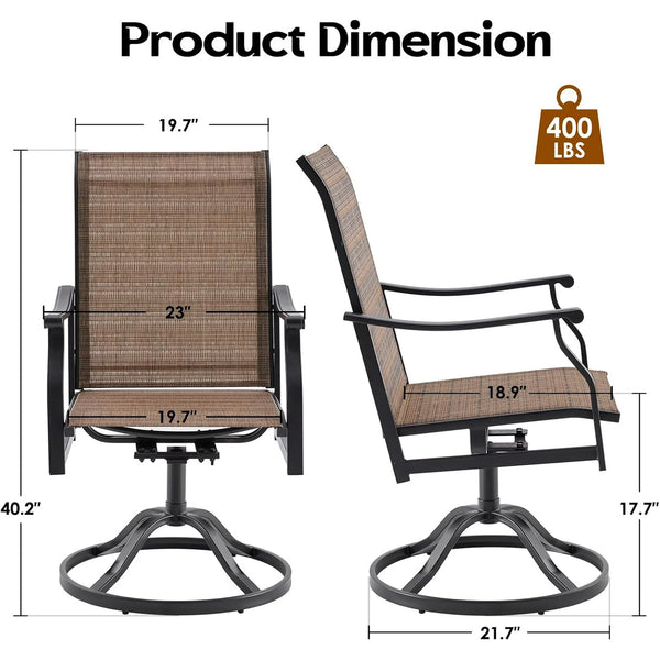 Farini Outdoor Dining Chairs Set of 2, 360°Swivel Patio Dining Chair with Textilene Fabric, Outdoor Metal Armchair All Weather Resistant, Ergonomic Comfort, Perfect for Patio, Backyard, Balcony