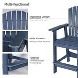 Farini Tall Adirondack Chairs Set of 2 with Connecting Table, Blue