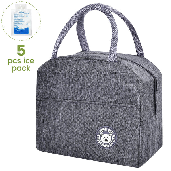TRANSLINK Lunch Bag Women/Men Lunch Tote Bags for Work, Travel, Outdoor (Grey)