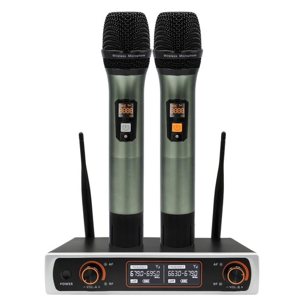 Fixdono Wireless Microphone System, Dual Handheld Cordless Dynamic Microphones for Singing Karaoke, Speaker, Conferences, Wedding, Church, 328 ft