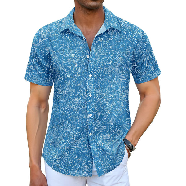 GENTS BLISS Short Sleeve Men Hawaiian Shirts Floral Print Button Down Shirts for Men Casual Beach Shirts