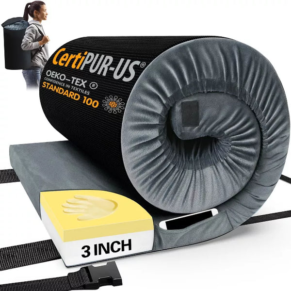 Inhand Memory Foam Camping Mattress Pad, Portable Roll Up Mattress for Adults, Camping Bed Pads for Sleepover, Car Bed with Travel Bag